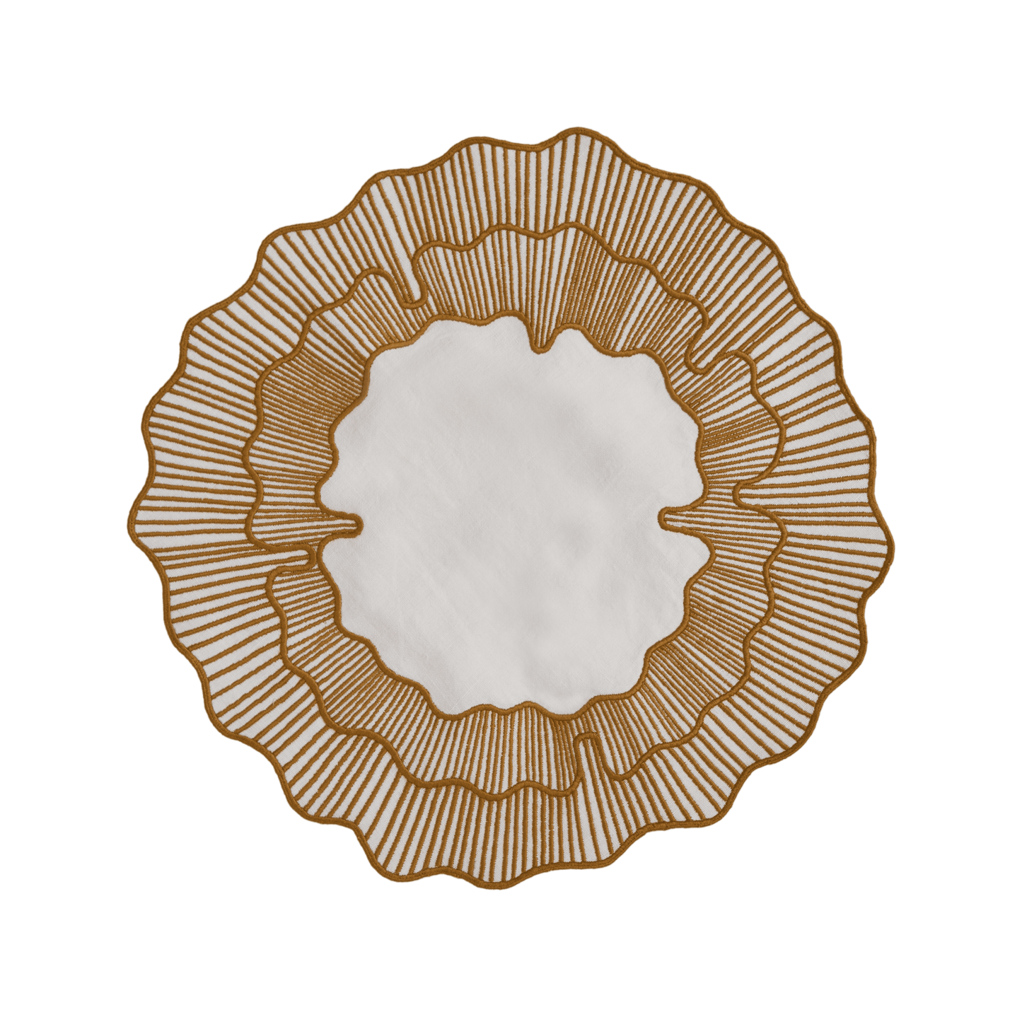 Hand Embroidered Circular Elegance Placemats 16.5" round (Set of 4)
