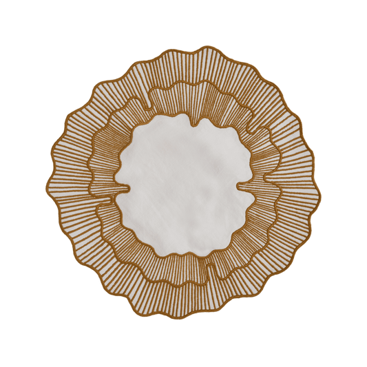 Hand Embroidered Circular Elegance Placemats 16.5" round (Set of 4)