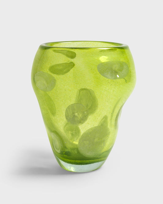 Glass Vase Piemonte Green & White Large