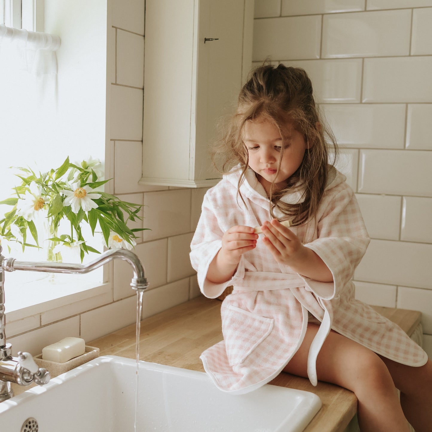 Picnic Gingham Bathrobe - Pink