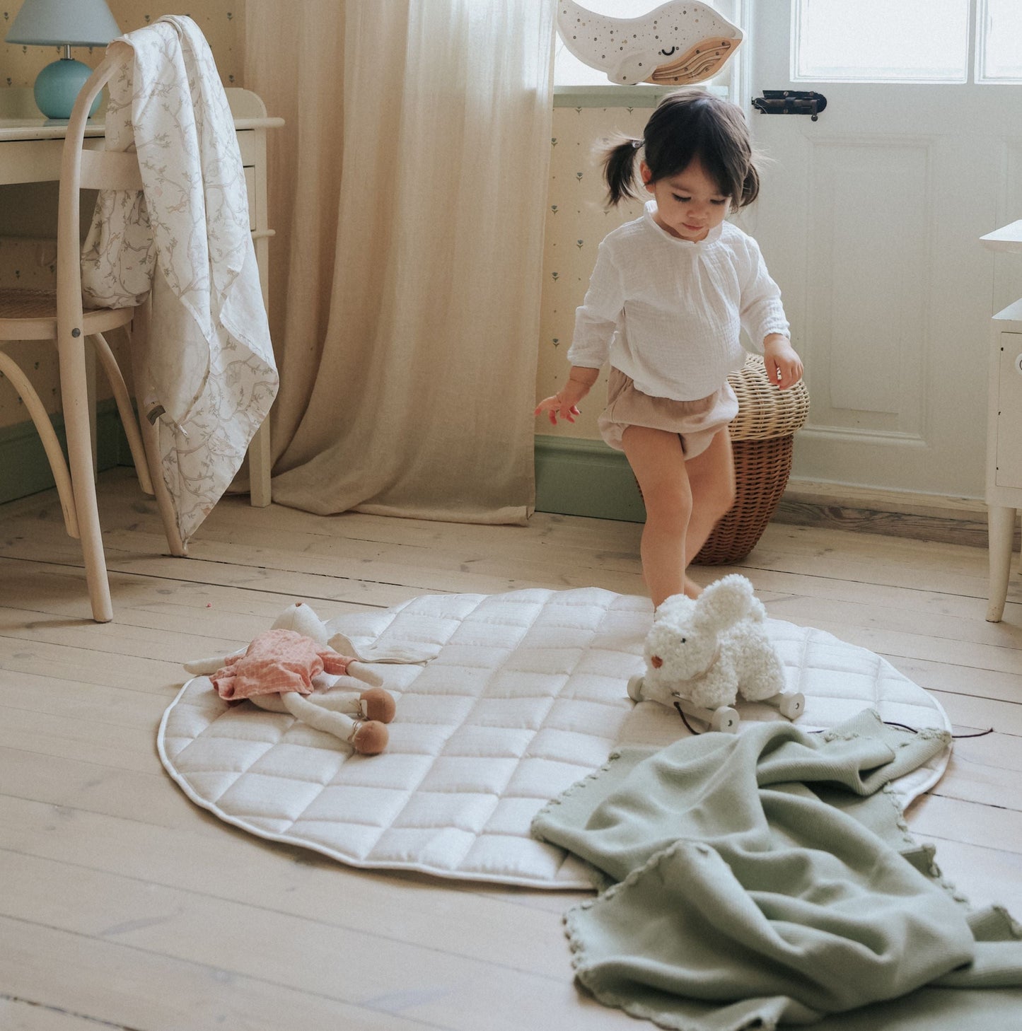 Cotton Knit Baby Blanket - Sage