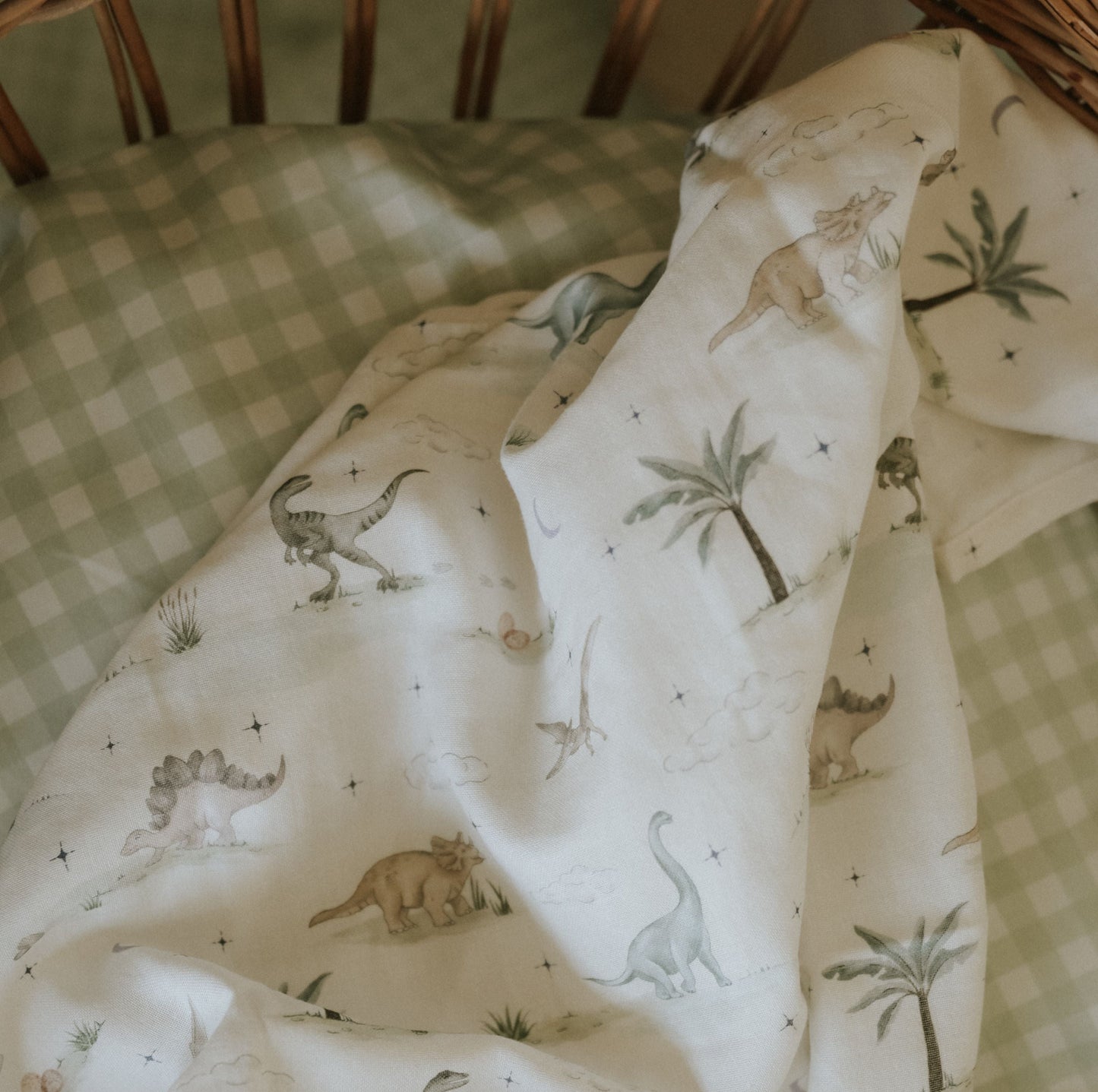 Dino Dreams Swaddle - Sage