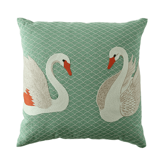 Hand Embroidered Birds Pillow Cover 20" x 20"