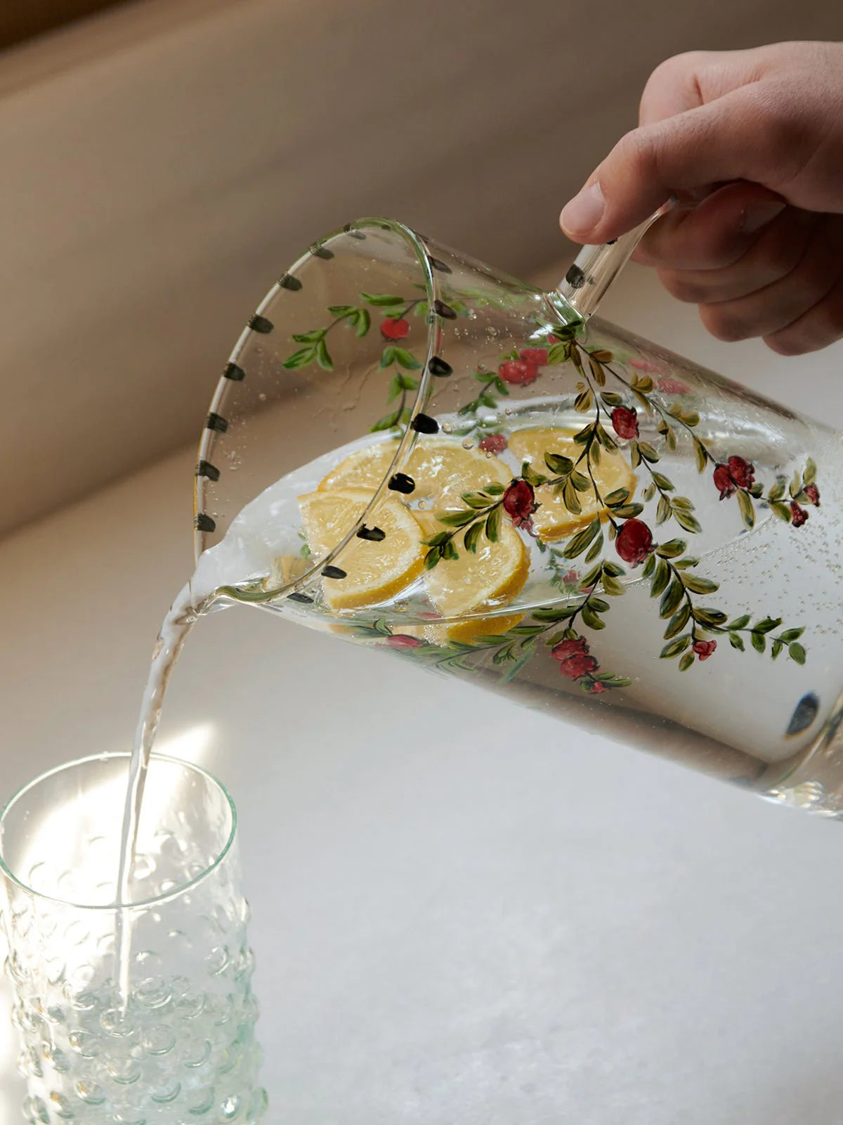 Hand- Painted Pomegranate Jug