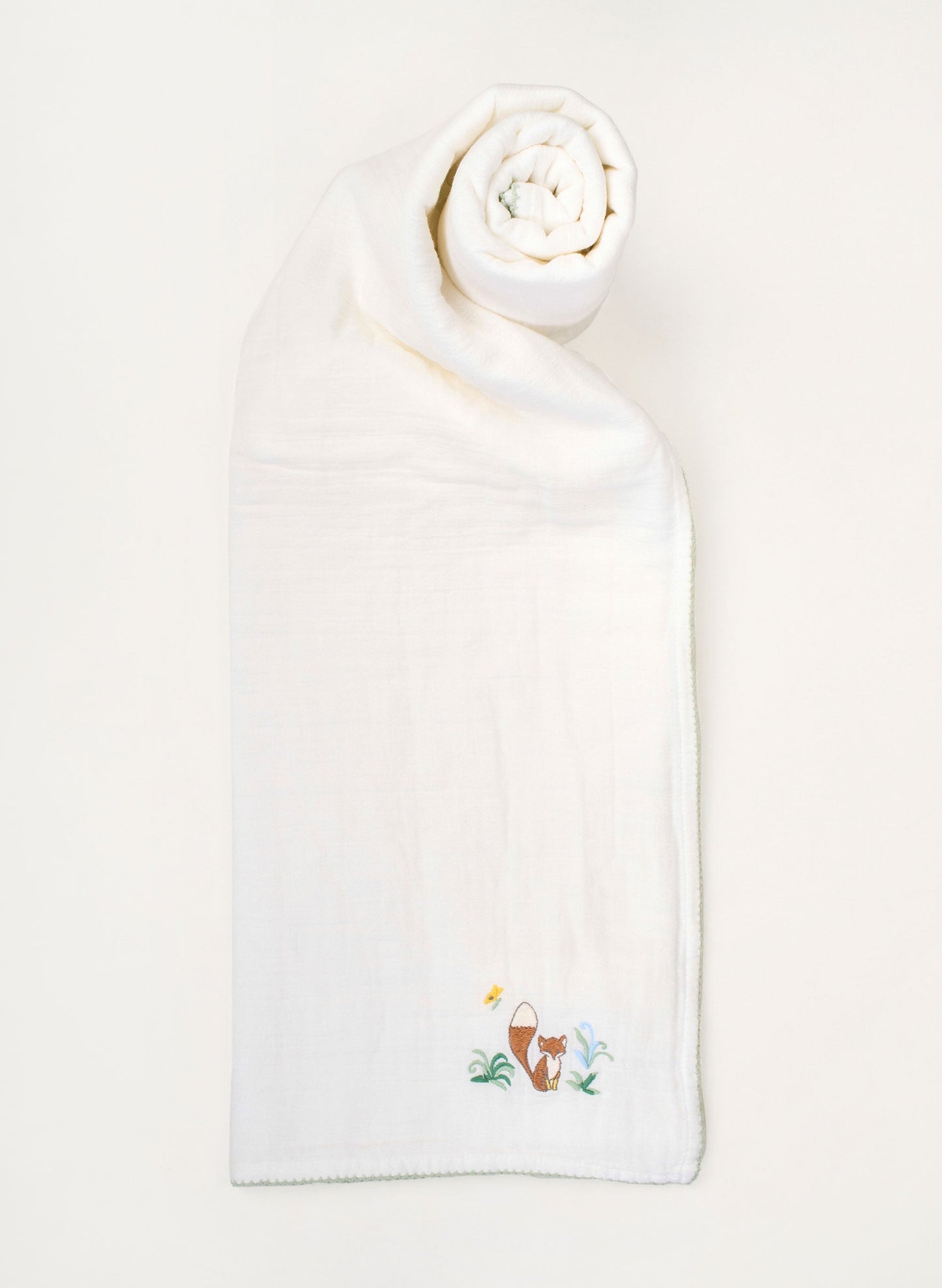Fox Embroidered Shawl Blanket