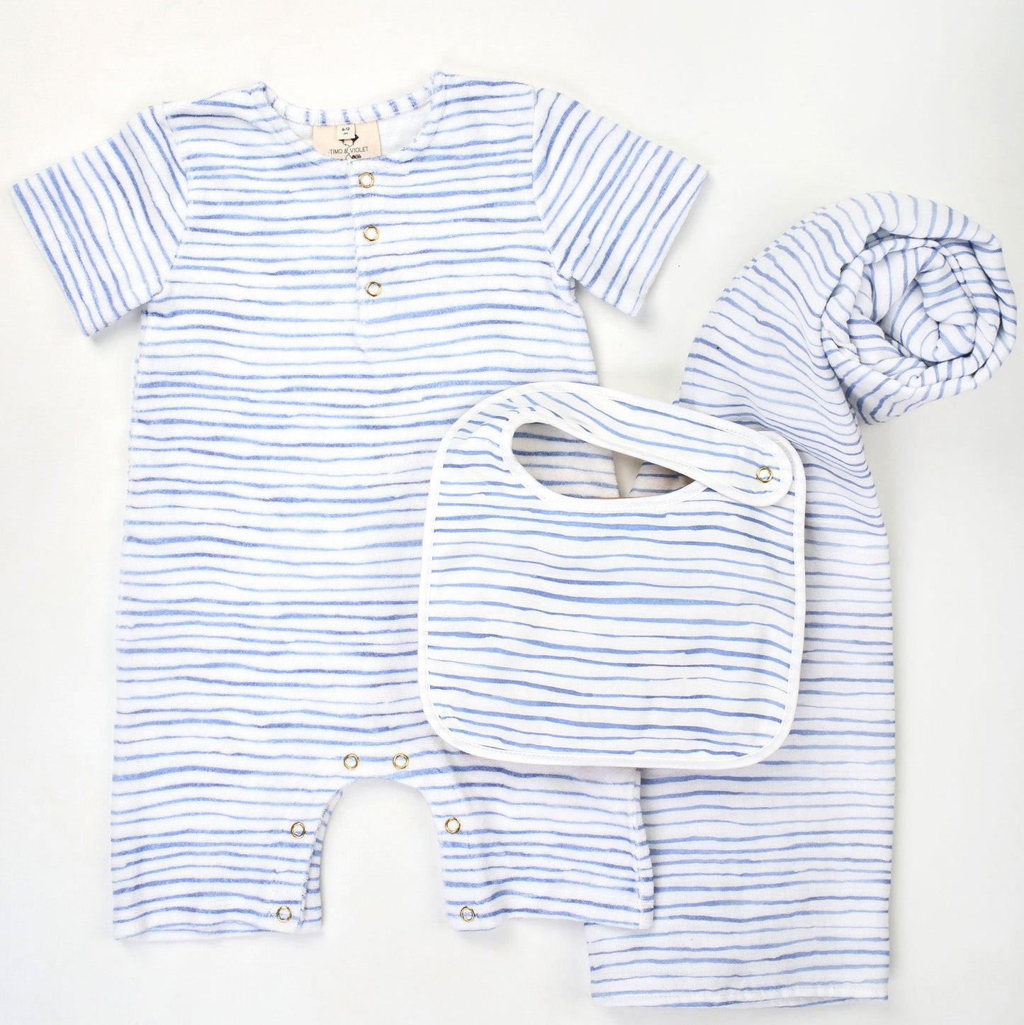 Walker Terry Romper - Wave Stripe
