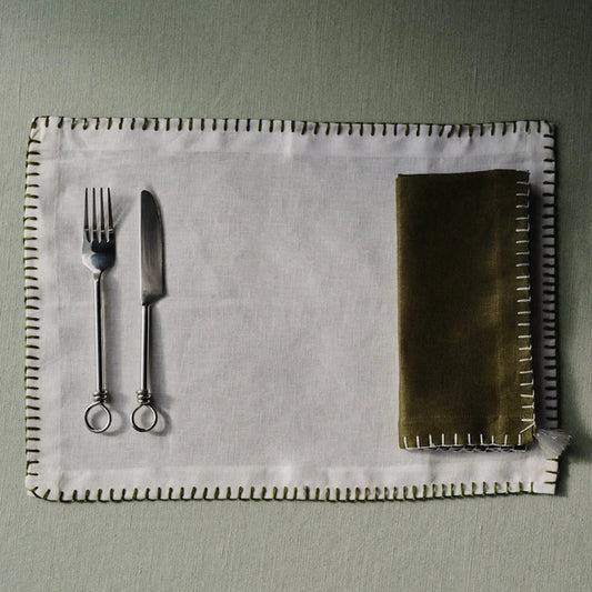 Linen Placemat with Stitching- Set of 6