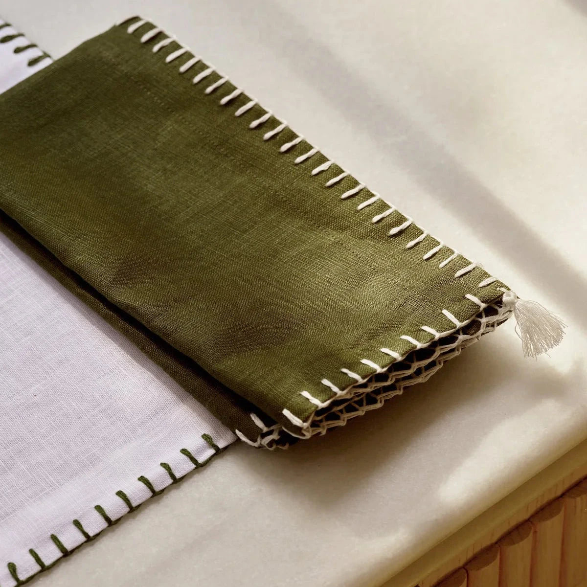 Pair of Linen Napkins with Stitching- Set of 3