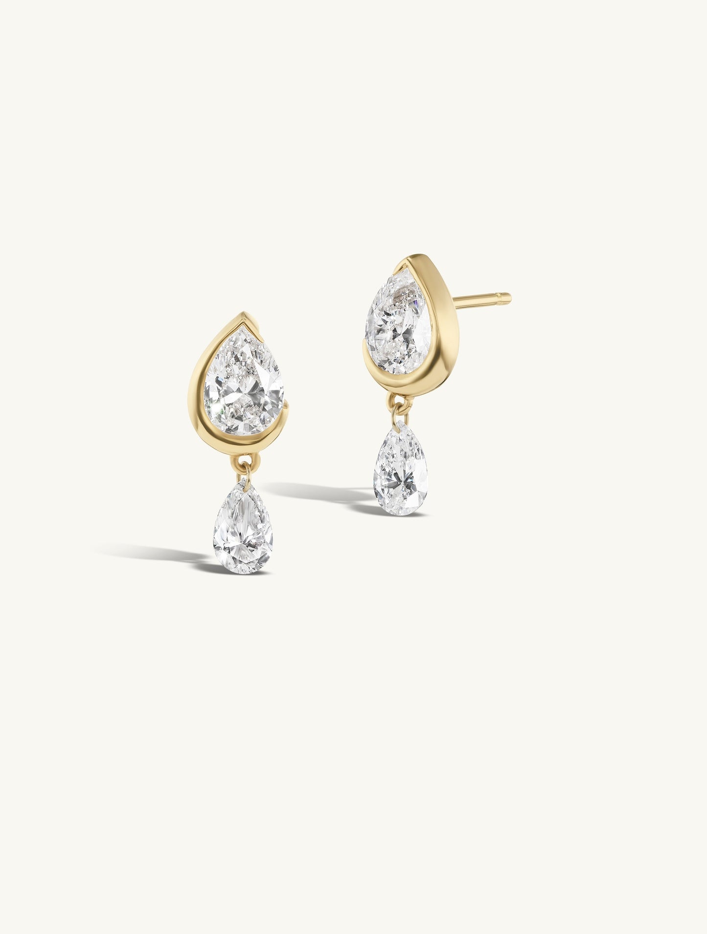 Droplet Stud with Dangling Pierced Diamond Pear