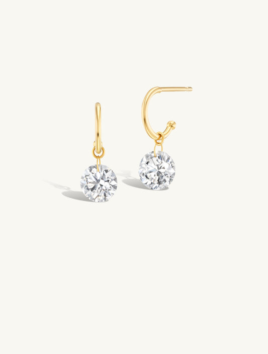 1 Carat Round Pierced Diamond Earring