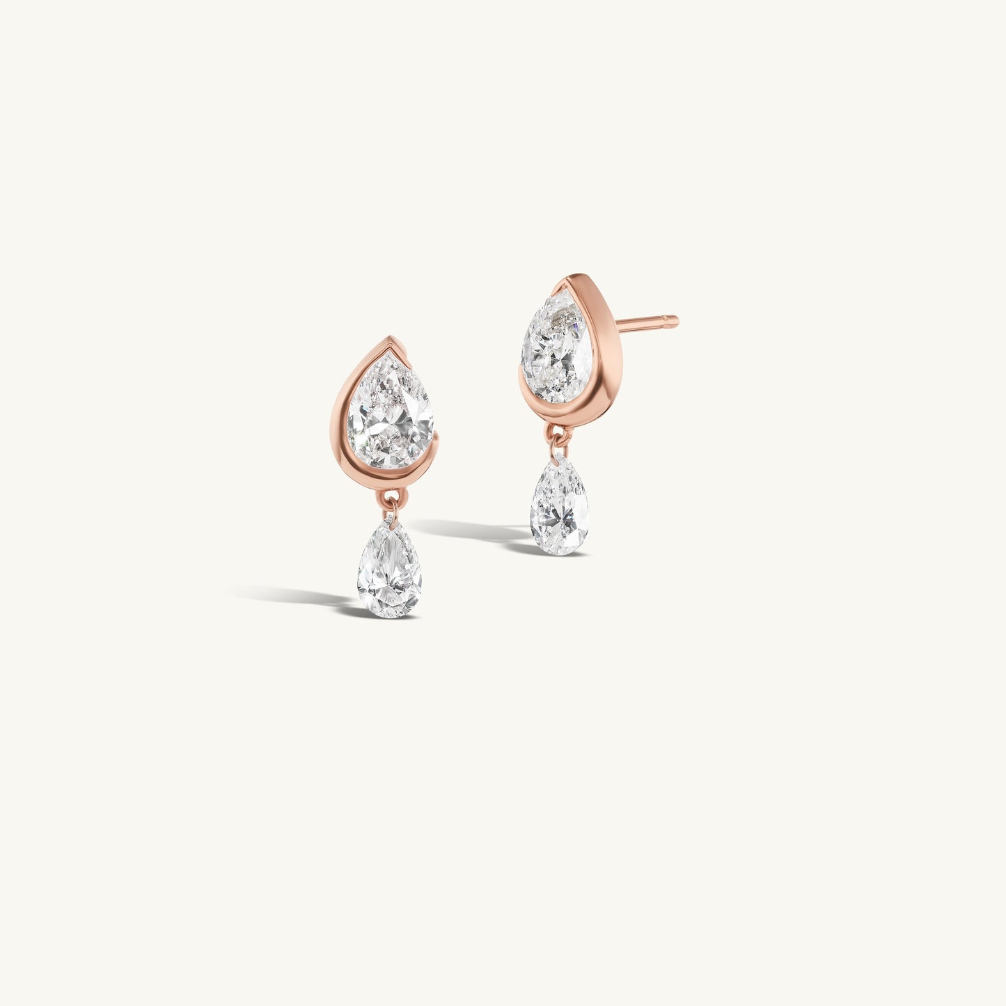 Droplet Stud with Dangling Pierced Diamond Pear