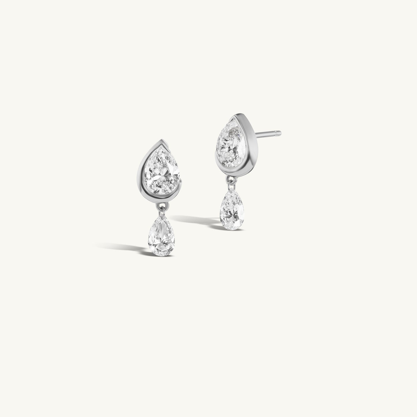 Droplet Stud with Dangling Pierced Diamond Pear