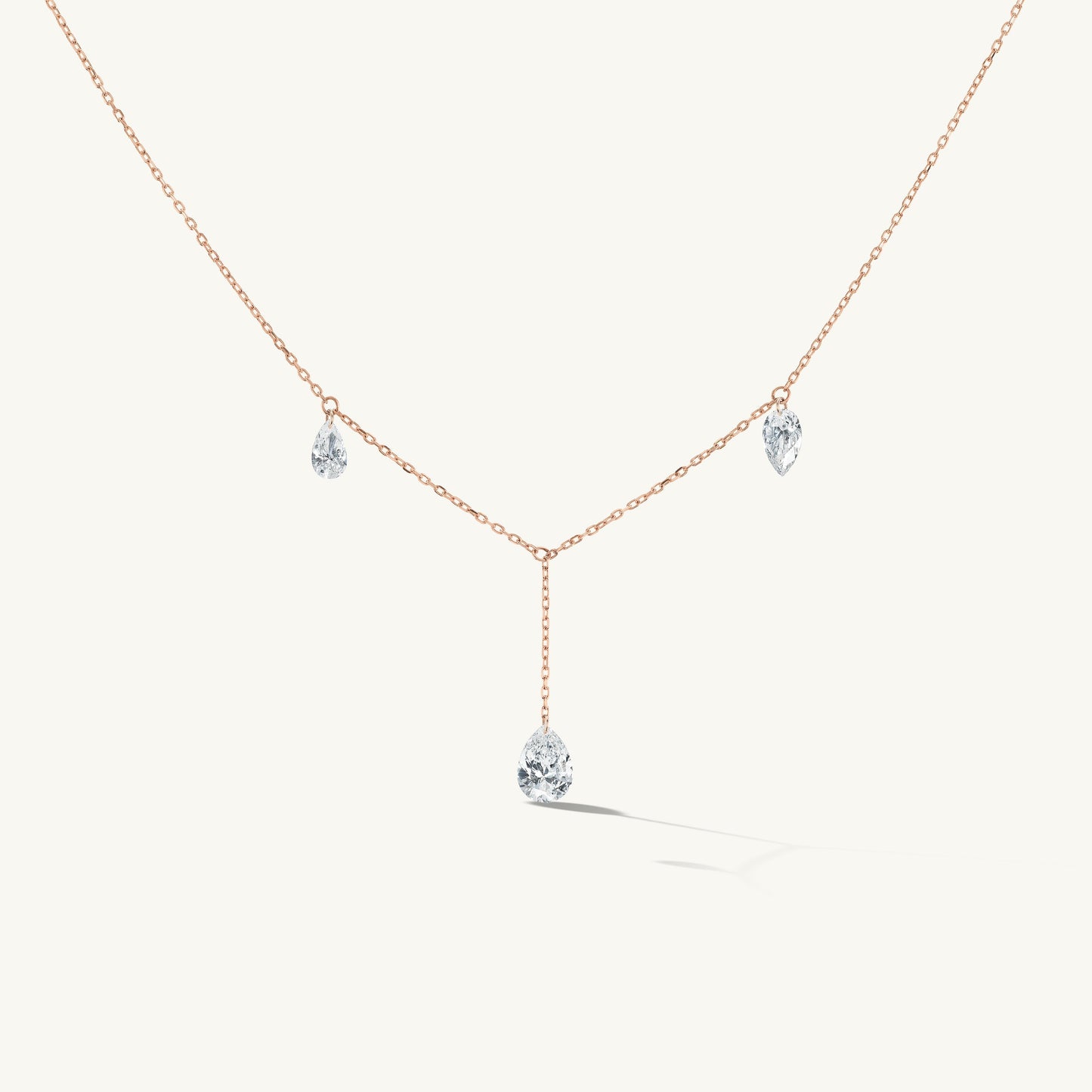 Triplet Pear Pierced Diamond Necklace