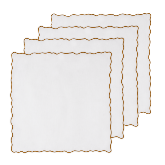 Hand Embroidered Circular Elegance Napkins 18" x 18" (Set of 4)