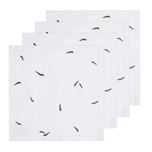 Hand Embroidered Vintage Floral Napkins 18" x 18" (Set of 4)