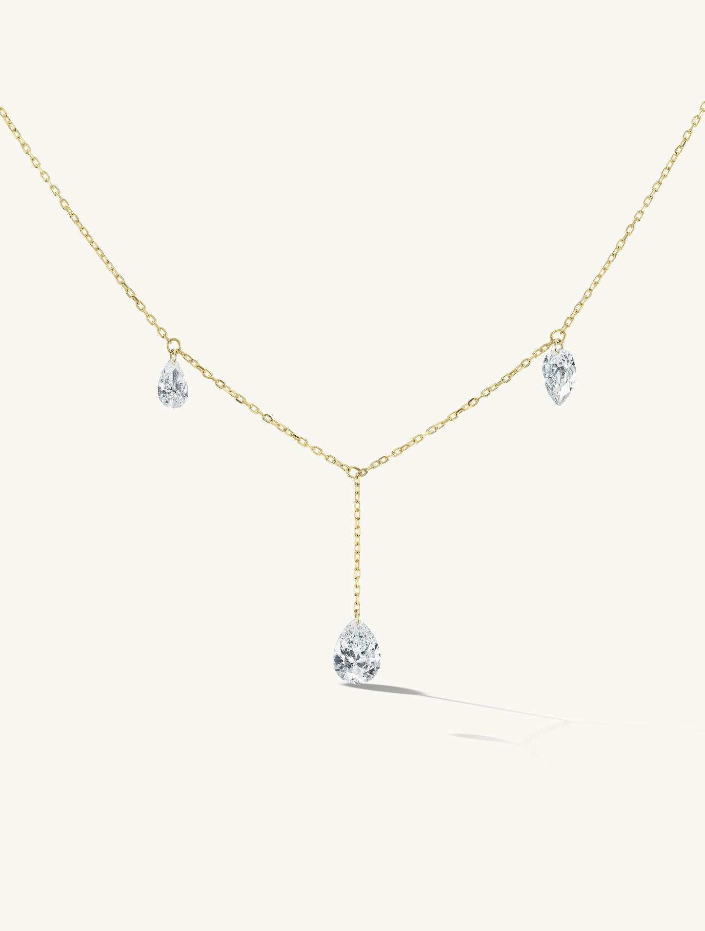 Triplet Pear Pierced Diamond Necklace