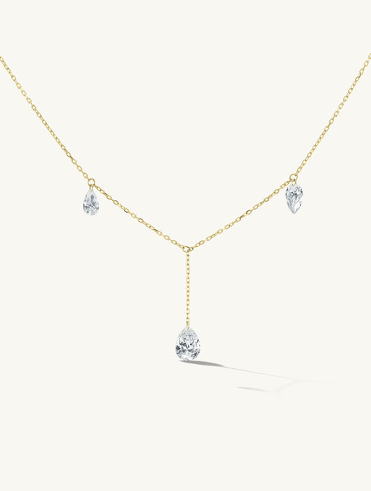 Triplet Pear Pierced Diamond Necklace